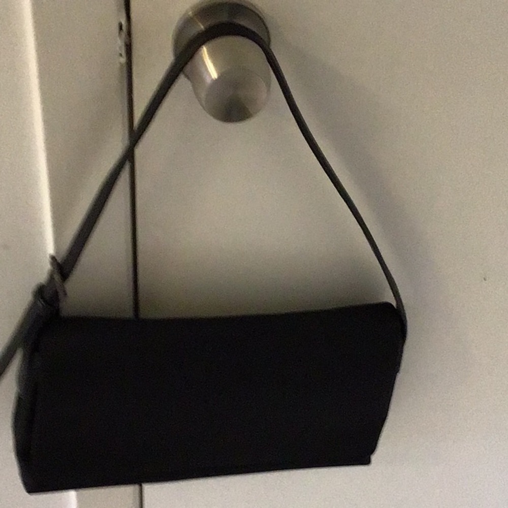Beautiful black coach bag evening all leather trim
